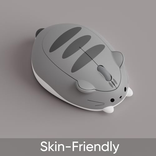 Akko Cat Theme Wireless Gaming Mouse Gray, Tri-Mode Mouse BT3.0/BT5.0/2.4G, Cute Optical Cordless Cartoon Mice for Computer/Laptop/Desktop/PC, Compatible with Mac/Win Gray Mimo - Image 5