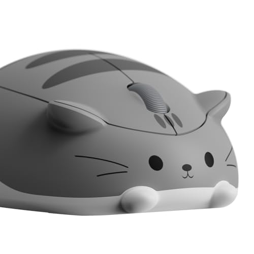 Akko Cat Theme Wireless Gaming Mouse Gray, Tri-Mode Mouse BT3.0/BT5.0/2.4G, Cute Optical Cordless Cartoon Mice for Computer/Laptop/Desktop/PC, Compatible with Mac/Win Gray Mimo - Image 1