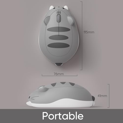 Akko Cat Theme Wireless Gaming Mouse Gray, Tri-Mode Mouse BT3.0/BT5.0/2.4G, Cute Optical Cordless Cartoon Mice for Computer/Laptop/Desktop/PC, Compatible with Mac/Win Gray Mimo - Image 4