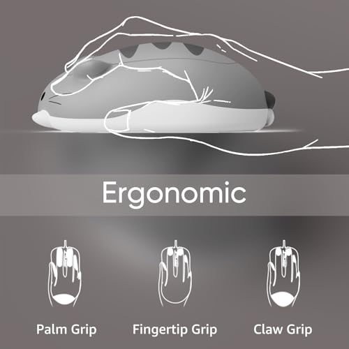Akko Cat Theme Wireless Gaming Mouse Gray, Tri-Mode Mouse BT3.0/BT5.0/2.4G, Cute Optical Cordless Cartoon Mice for Computer/Laptop/Desktop/PC, Compatible with Mac/Win Gray Mimo - Image 2