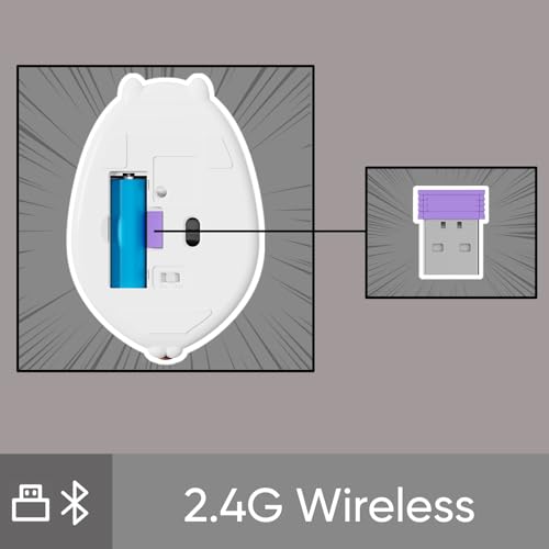 Akko Cat Theme Wireless Gaming Mouse Gray, Tri-Mode Mouse BT3.0/BT5.0/2.4G, Cute Optical Cordless Cartoon Mice for Computer/Laptop/Desktop/PC, Compatible with Mac/Win Gray Mimo - Image 3