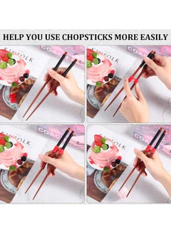 Vitacelli Chopstick Helpers 5 Pieces Reusable Chopstick Helpers Training Chopsticks BPA Free POM Fon-Toxic Non-Slippery for Many Age, Beginner, Trainers or Learner, Left or Right Hand RED  - Image 3
