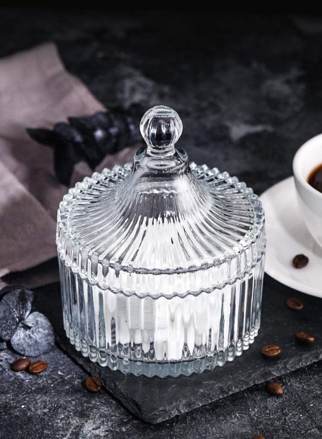 AKDC طبق حلوى زجاجي مع غطاء، وعاء حلوى زخرفي، جرة تخزين طعام مغطاة بالكريستال - Image 5