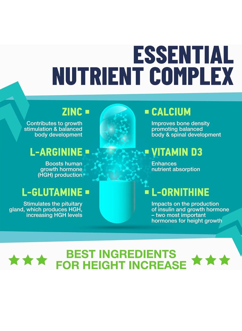 locred Height Growth Maximizer - Reach Natural Height - Promote Bone Growth， Grow Taller Supplement for Adults & Kids - Height Increase Pills -Maximum Height Growth Formula to Get Taller，Extend Legs Bones  - Image 3