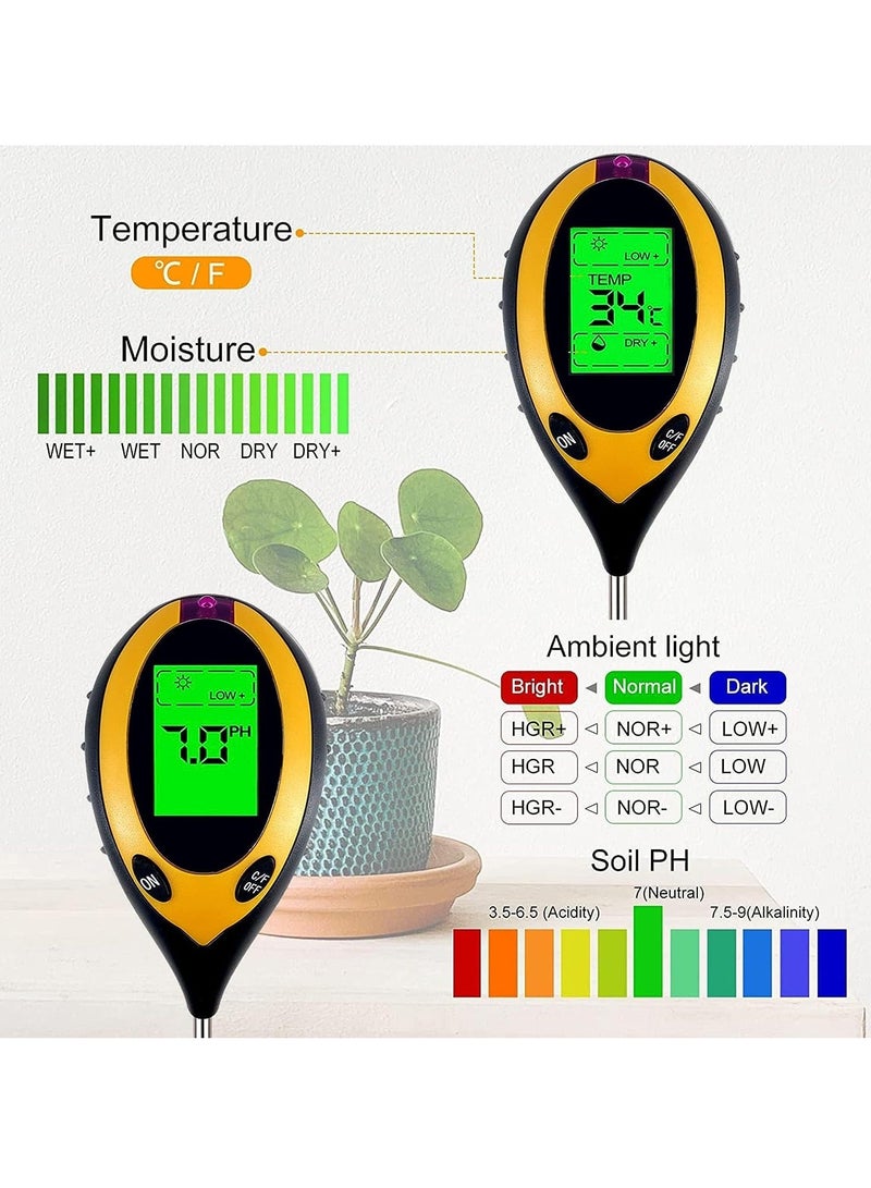 Soil Moisture Meter, Plant Water Monitor 4-in-1 with pH Tester Meter, Gardening Tool Kits for Plant Care, Great for Garden, Lawn, Farm, Indoor & Outdoor Use  - Image 2