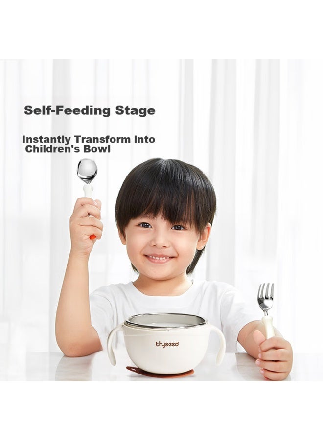 Shixi Baby Food Bowl, Steamed Egg Bowl, Soup Bowl With Straw, Newborn 0-6 Months, Children's Stainless Steel Suction Cup Bowl - Image 4