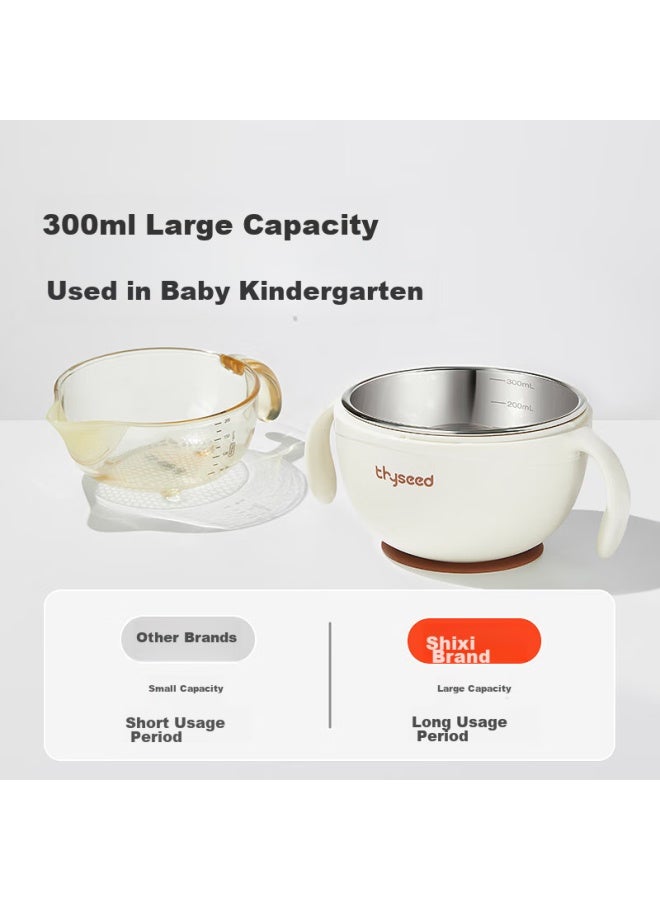 Shixi Baby Food Bowl, Steamed Egg Bowl, Soup Bowl With Straw, Newborn 0-6 Months, Children's Stainless Steel Suction Cup Bowl - Image 5