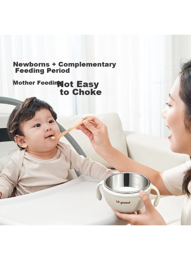 Shixi Baby Food Bowl, Steamed Egg Bowl, Soup Bowl With Straw, Newborn 0-6 Months, Children's Stainless Steel Suction Cup Bowl - Image 2
