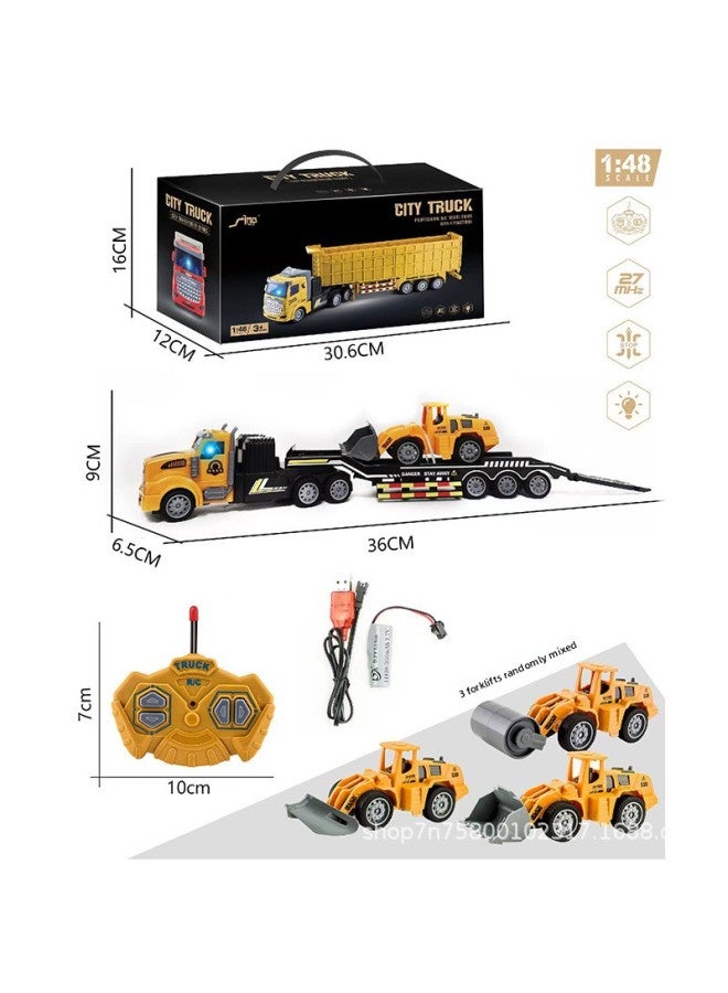 Wireless Remote Control Semi-truck Engineering Vehicle Heavy Transport Truck Large Tractor Trailer Self-dumping Boys Model Toy-Color:QH200-11D Long Head Engineering Transport Vehicle With 1 Inertia Trolley 1 Lithium Battery 1 Charging Line-Proportion:Package Four: 2 Lithium Battery 1 Charging Line 1 Remote Control Battery  - Image 1