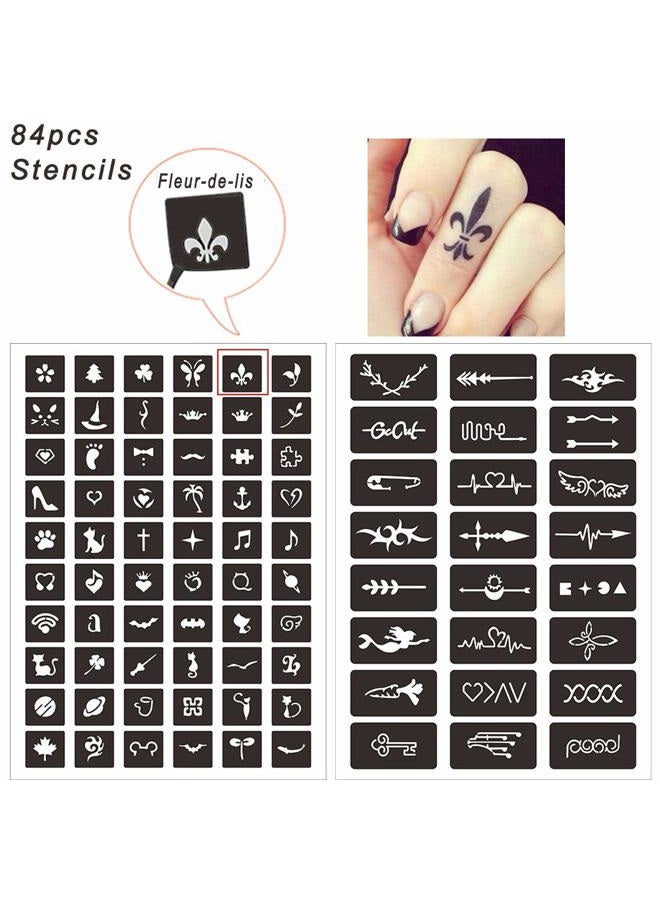 Charmark Fake Freckles Temporary Painting Kit 84 Pcs Stickers Stencils Full Kit 3 Bottles (Black*3) - Image 4