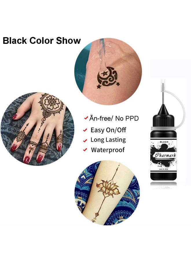 Charmark Fake Freckles Temporary Painting Kit 84 Pcs Stickers Stencils Full Kit 3 Bottles (Black*3) - Image 3