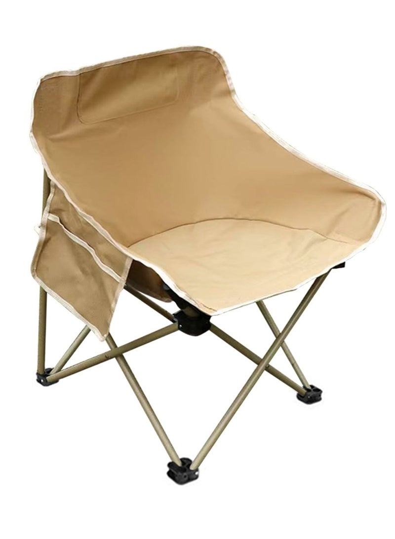 إيه جي دي كرسي قابل للطي مناسب للتخييم والشاطئ وصيد الأسماك والنزهات، قماش أكسفورد مع جيوب تخزين جانبية/ ذهبي - Image 5