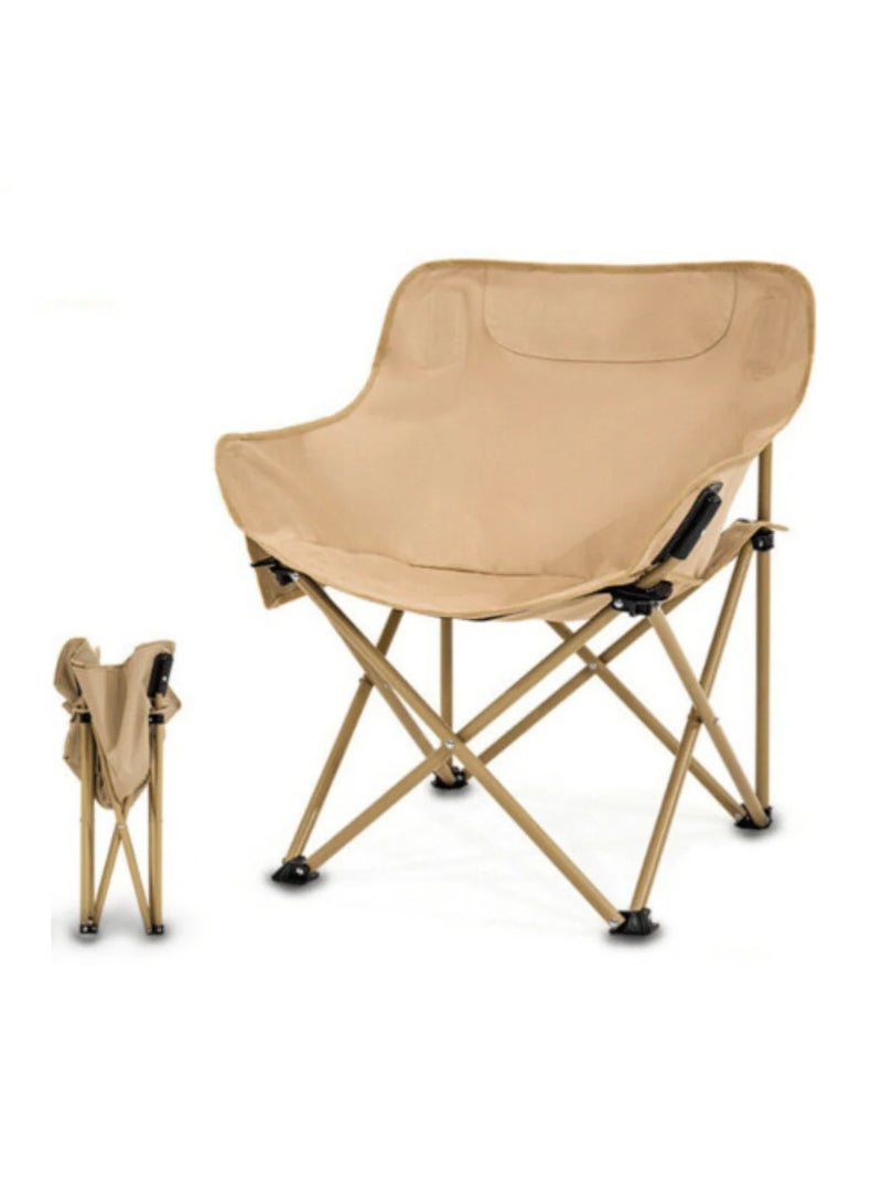 إيه جي دي كرسي قابل للطي مناسب للتخييم والشاطئ وصيد الأسماك والنزهات، قماش أكسفورد مع جيوب تخزين جانبية/ ذهبي - Image 1