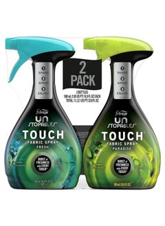 Fabric Spray, Unstopables Touch Fabric Refresher Spray, Odor Fighter for Strong Odor, Fresh & Paradise, 16.9 Oz (2 Count)
