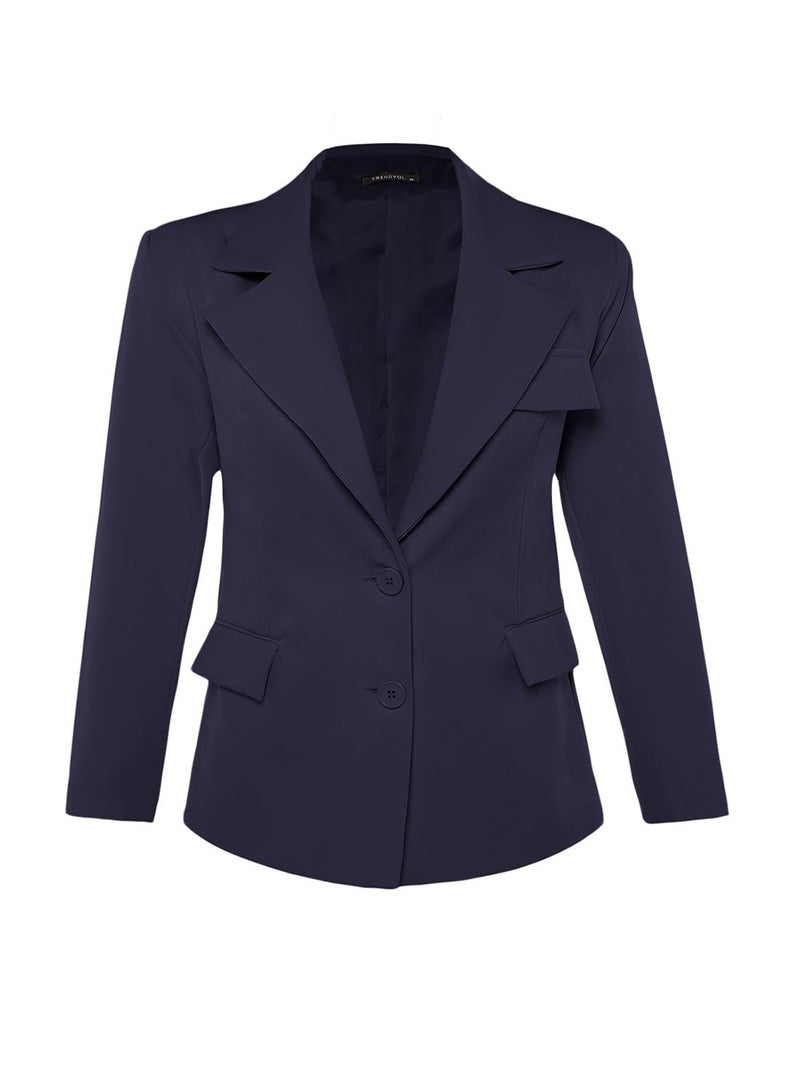 trendyol Navy Blue Oversize Lined Woven Blazer Jacket TWOSS22CE0077 - Image 4