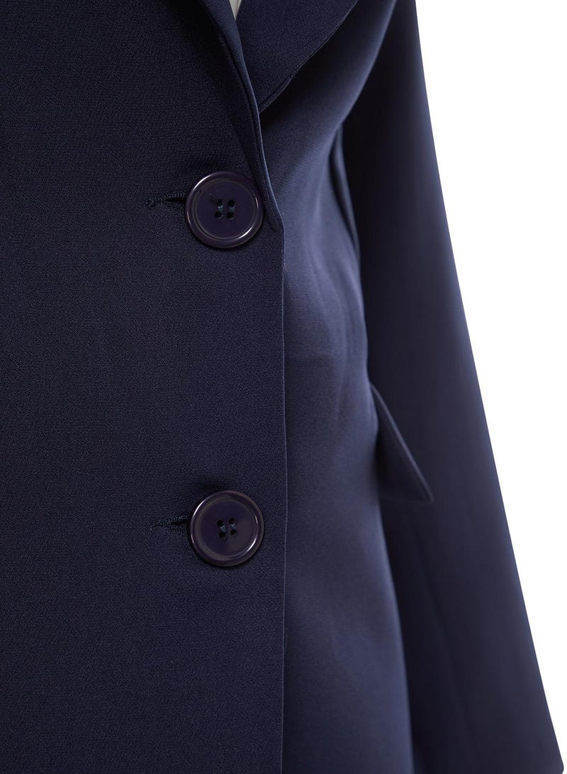 trendyol Navy Blue Oversize Lined Woven Blazer Jacket TWOSS22CE0077 - Image 5