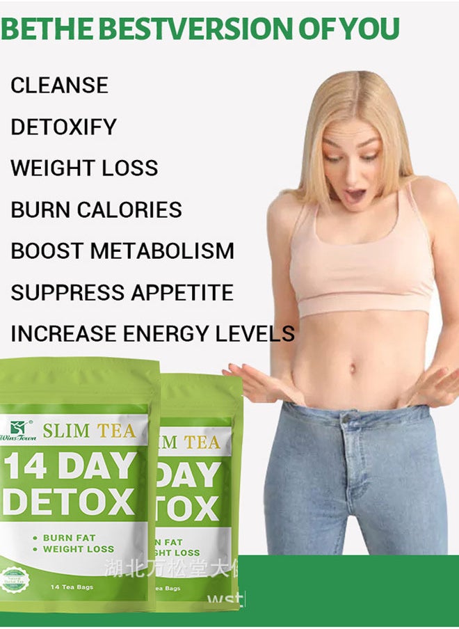 Wins Town 14-Day Organic Weight Loss Tea: Promotes Fat Digestion and Absorption, Aids Bowel Movement, Supports Stomach Health, Helps Digestion, Reduces Accumulation of Abdominal Fat  - Image 2