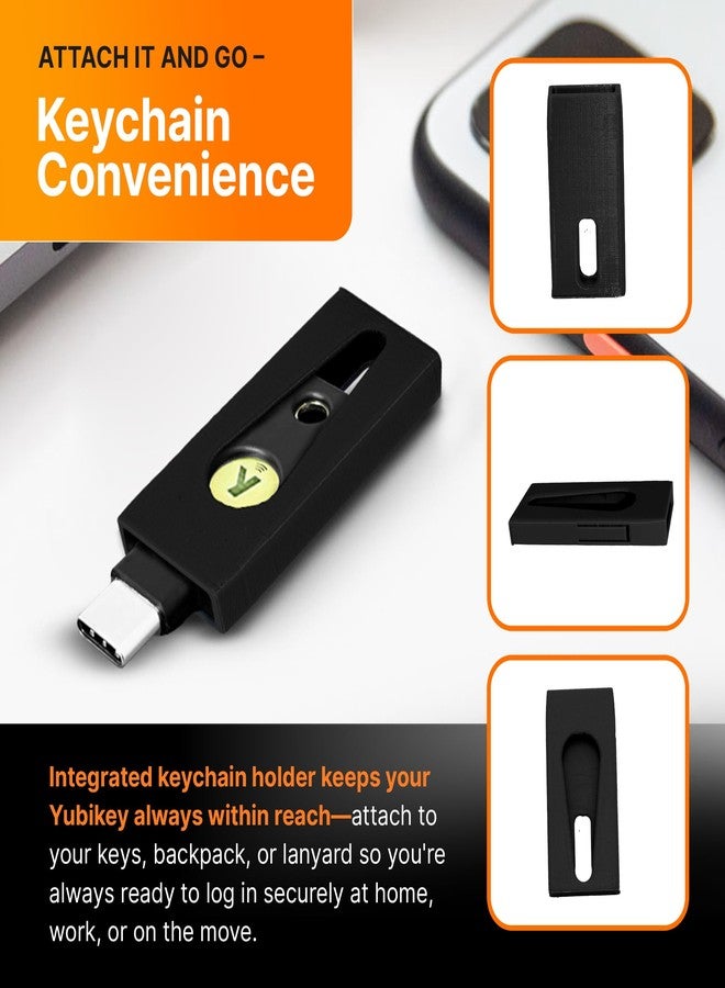 splash n color واقي SplashNColor للمصادقة الثنائية متوافق مع مفاتيح الأمان Yubikey 5C و 5C NFC USB-C - حافظة أنيقة رفيعة لحماية معززة - أسود - Image 5