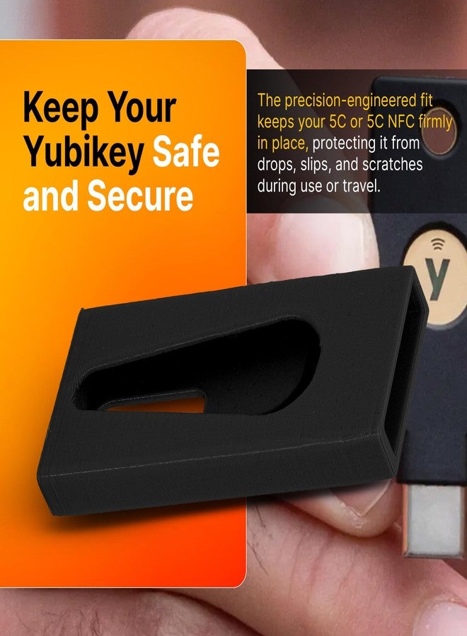 splash n color واقي SplashNColor للمصادقة الثنائية متوافق مع مفاتيح الأمان Yubikey 5C و 5C NFC USB-C - حافظة أنيقة رفيعة لحماية معززة - أسود - Image 2