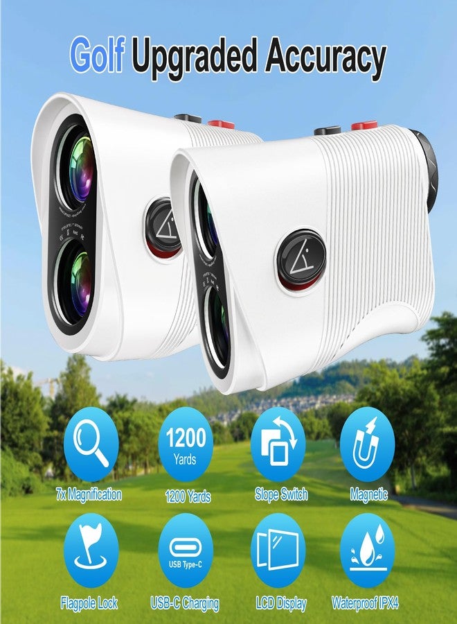 HESAIN Range Finder Golf Rangefinder with Slope, 1200 Yards Laser Range Finder with 7X Magnification, Rechargeable Golf Range Finder with Flag Lock, Vibration, Magnetic, Golf Accessories, White - Image 2