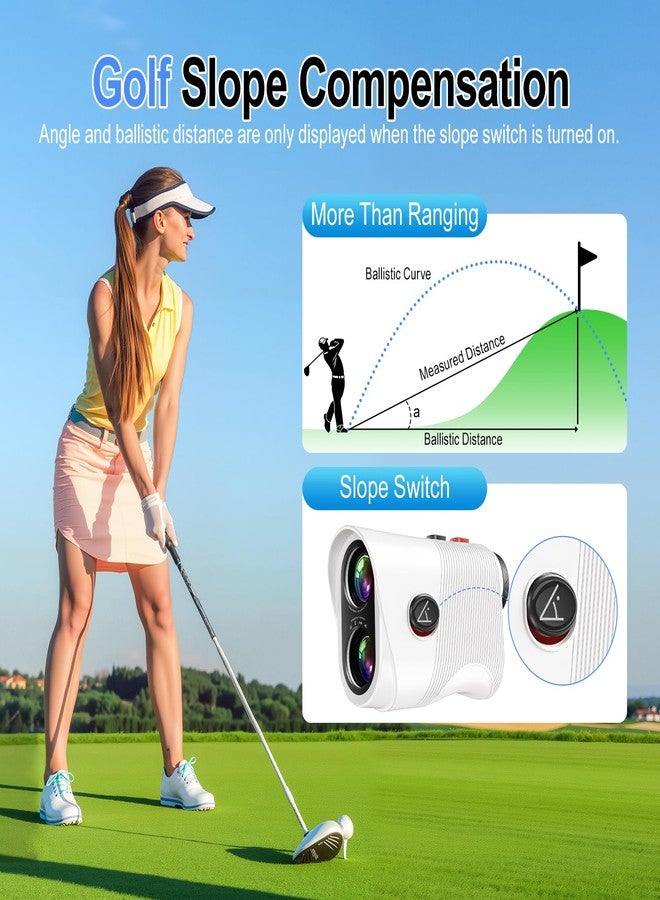 HESAIN Range Finder Golf Rangefinder with Slope, 1200 Yards Laser Range Finder with 7X Magnification, Rechargeable Golf Range Finder with Flag Lock, Vibration, Magnetic, Golf Accessories, White - Image 3