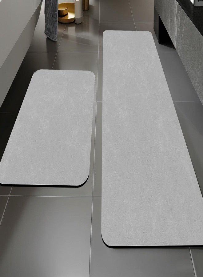 YIHOUSE طقم سجاد حمام من قطعتين من YIHOUSE، لون رمادي فاتح، سجاد حمام رقيق، مانع للانزلاق، سريع الجفاف، سجاد حمام مطاطي ماص للماء لأرضية الحمام والدش. - Image 1