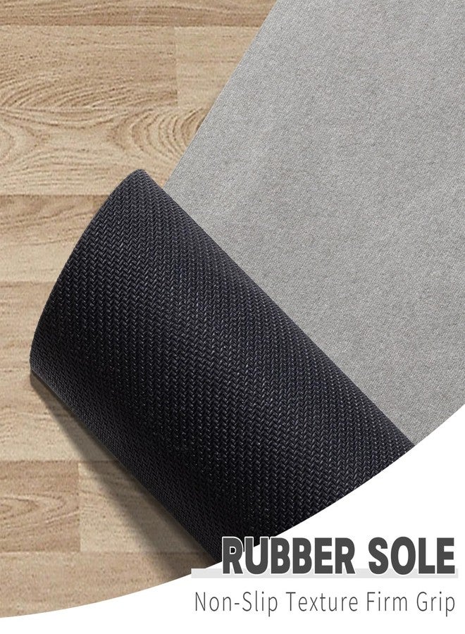 YIHOUSE طقم سجاد حمام من قطعتين من YIHOUSE، لون رمادي فاتح، سجاد حمام رقيق، مانع للانزلاق، سريع الجفاف، سجاد حمام مطاطي ماص للماء لأرضية الحمام والدش. - Image 4