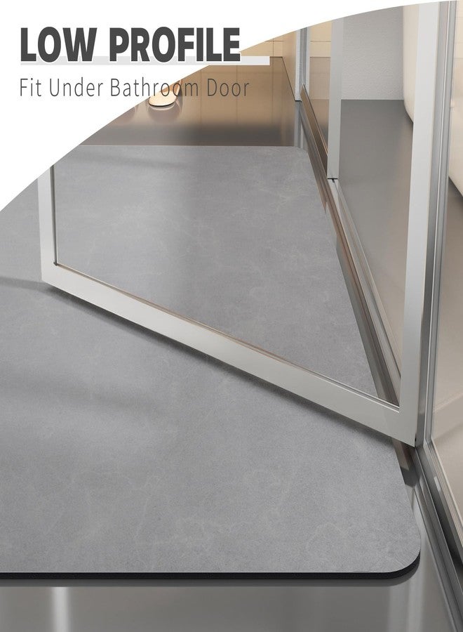 YIHOUSE طقم سجاد حمام من قطعتين من YIHOUSE، لون رمادي فاتح، سجاد حمام رقيق، مانع للانزلاق، سريع الجفاف، سجاد حمام مطاطي ماص للماء لأرضية الحمام والدش. - Image 3