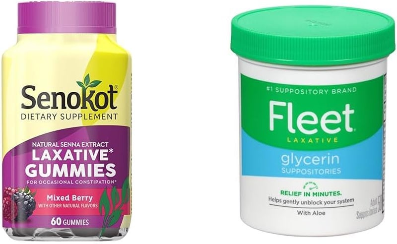 Senokot Dietary Supplement Laxative Gummies Natural Senna Extract Gentle Overnight Relief  Fleet Laxative Glycerin Suppositories for Adult Constipation Adult Laxative Jar Aloe Vera 50 Count - Image 1