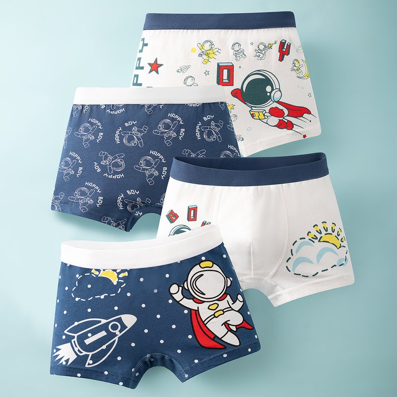 Summer Cotton Boys Boxer Briefs 1026 Astronaut Combo