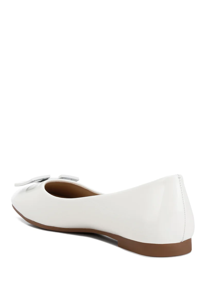 London Rag Embellished Flat Ballerinas in Off White