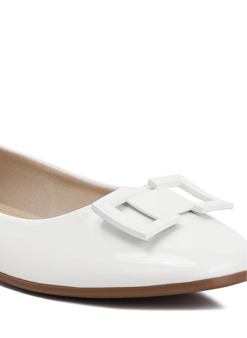 London Rag Embellished Flat Ballerinas in Off White