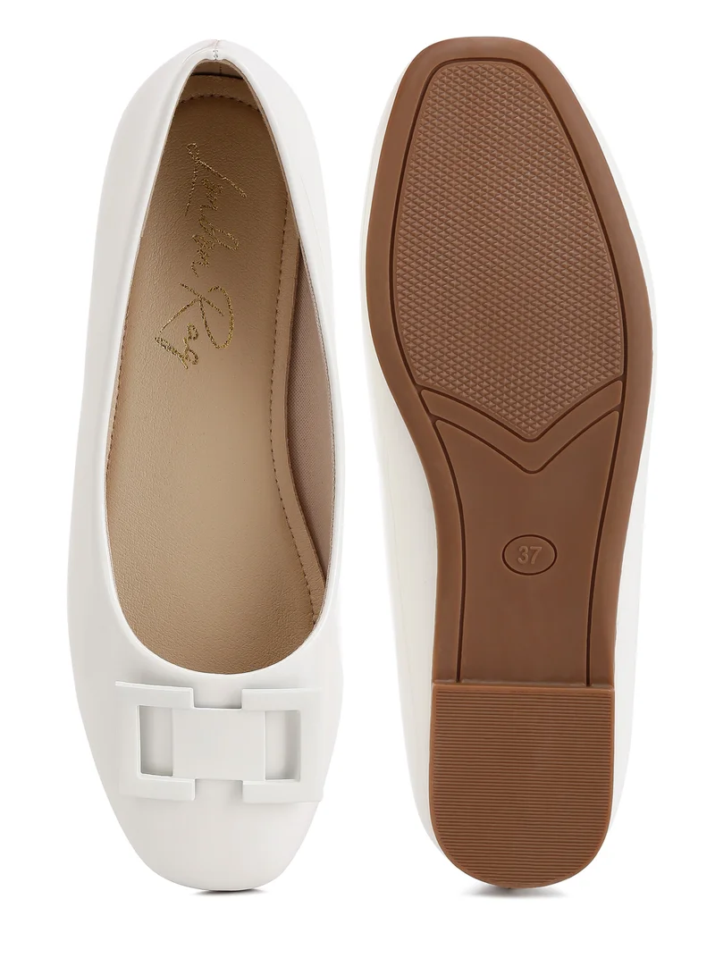 London Rag Embellished Flat Ballerinas in Off White