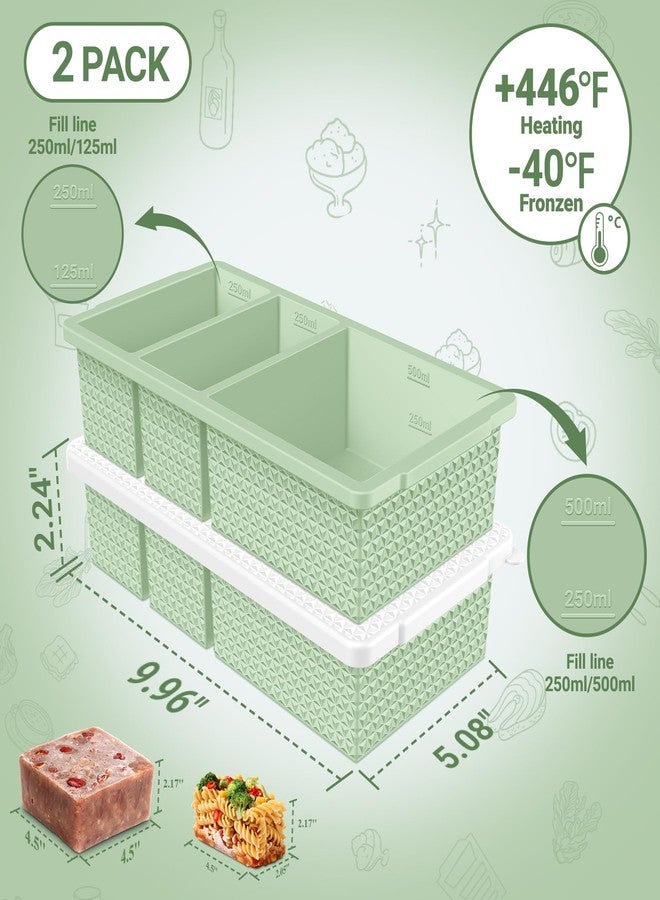 Doasuwish Diamond Pattern Ice Cube Trays 1+2-Piece Set (2 Trays) (green) - Image 2