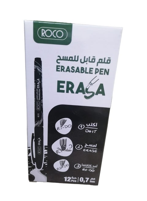 Roco Erasable pen 0.7 mm 12 pieces,Black