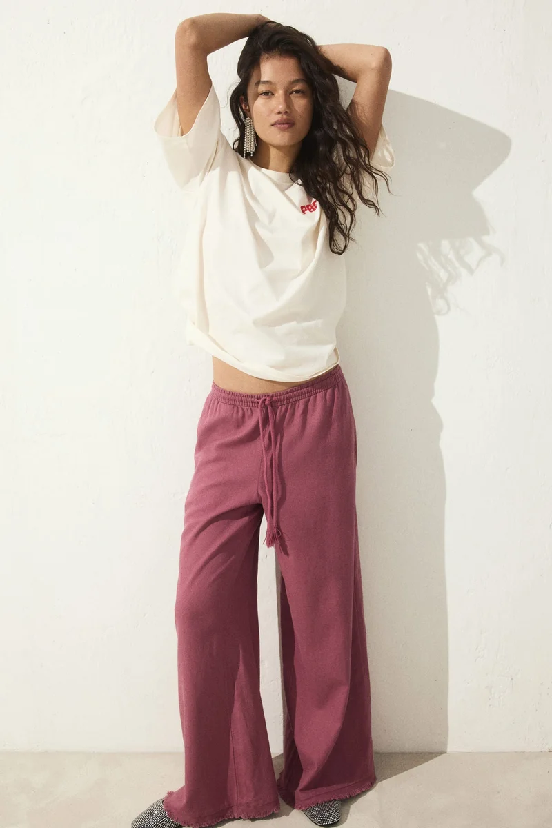 H&M Linen-blend drawstring trousers
