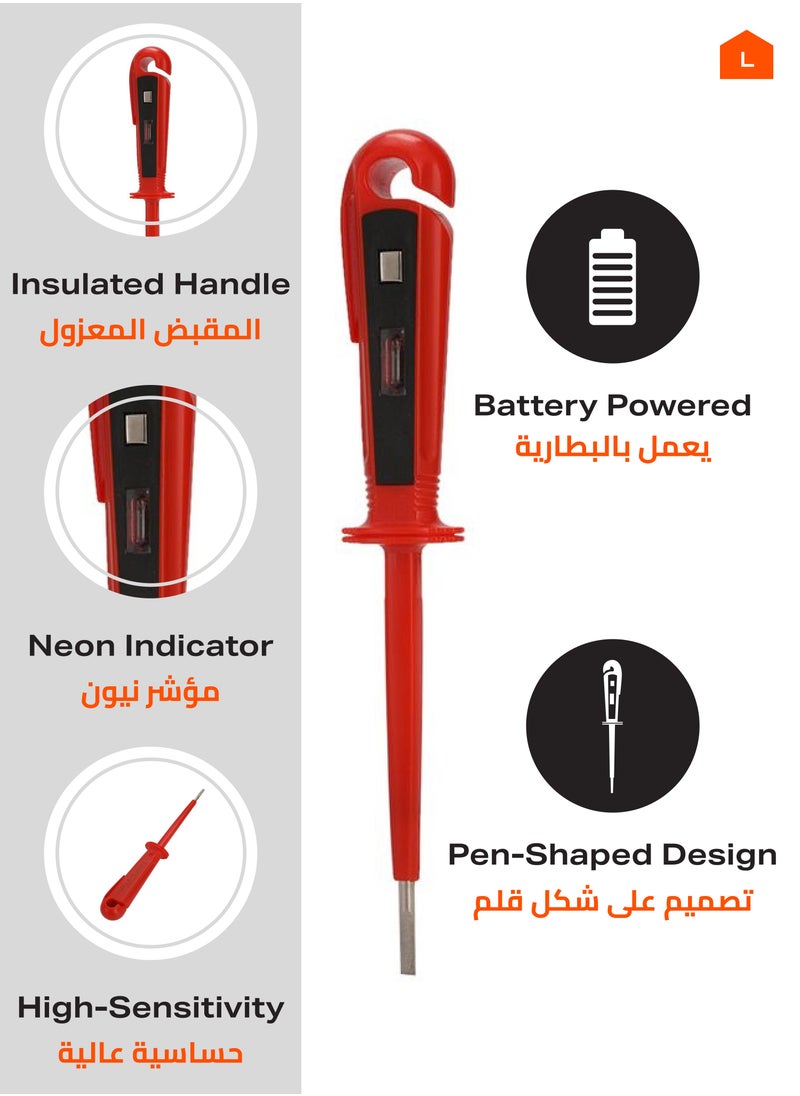 LAWAZIM - Electric Tester Screwdriver -Red- High-Sensitivity Tester with Neon Indicator, Pen-Shape Design, Insulated Handle -for Safe Voltage Detection, Electrical Screwdriver, and Pocket Voltage Tester - Image 1