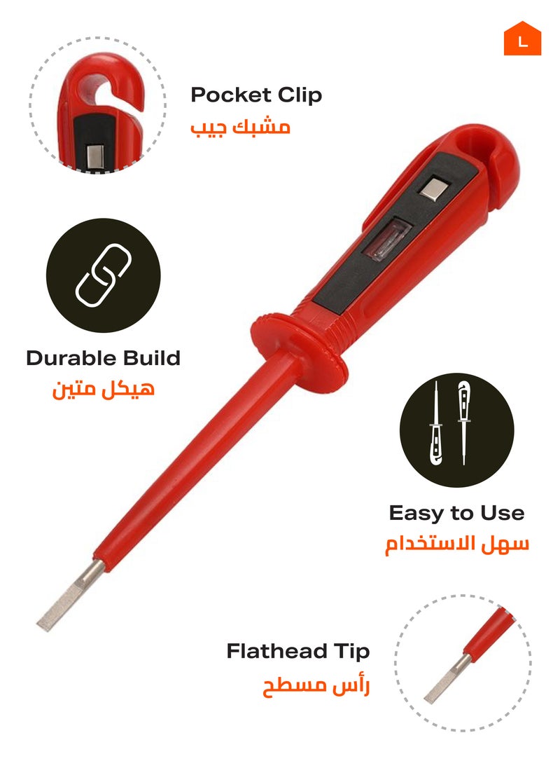 LAWAZIM - Electric Tester Screwdriver -Red- High-Sensitivity Tester with Neon Indicator, Pen-Shape Design, Insulated Handle -for Safe Voltage Detection, Electrical Screwdriver, and Pocket Voltage Tester - Image 1