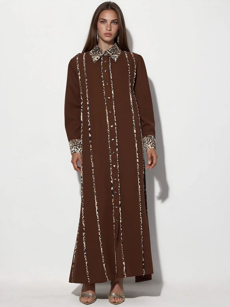 Jennyfer Leopard Print Maxi Shirt Dress - Image 1