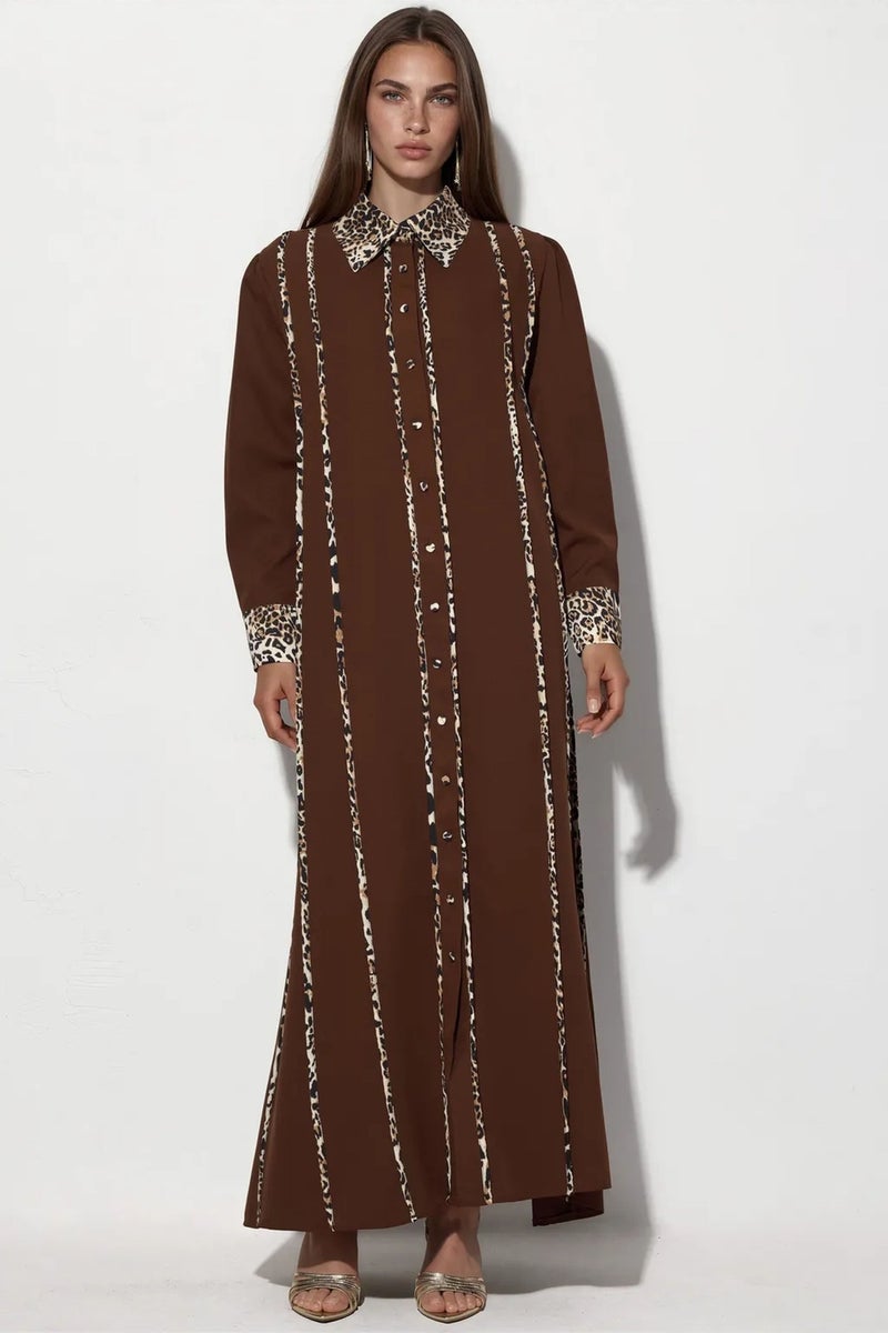 Jennyfer Leopard Print Maxi Shirt Dress - Image 1