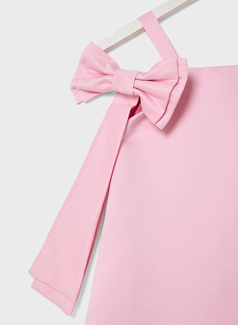 Little Golden Apple Bow Shoulder Dress
