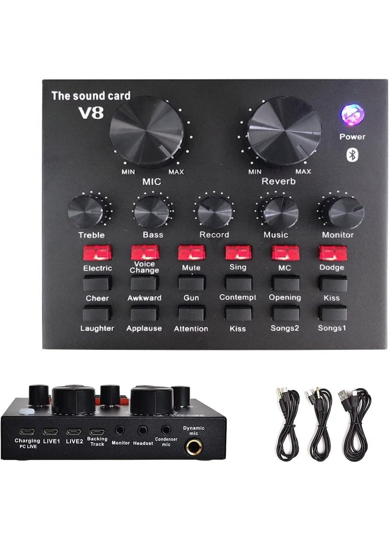 ميجوفاست - ميكروفون مكثف BM 800 مع V8 معدات استوديو تسجيل بطاقة الصوت الحية مجموعة كاملة V8 جهاز مزج الصوت الخارجي مع ميكروفون للغناء والبث المباشر لك الدرنات - Image 1