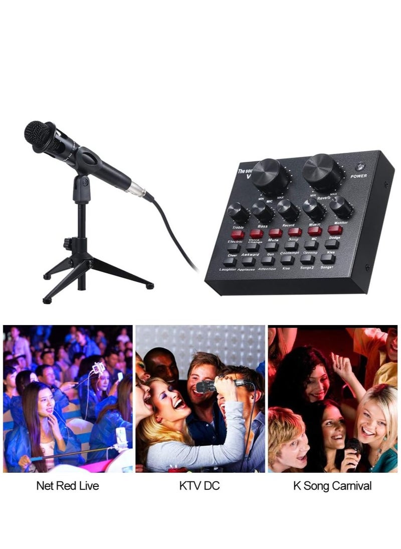 ميجوفاست - ميكروفون مكثف BM 800 مع V8 معدات استوديو تسجيل بطاقة الصوت الحية مجموعة كاملة V8 جهاز مزج الصوت الخارجي مع ميكروفون للغناء والبث المباشر لك الدرنات - Image 1