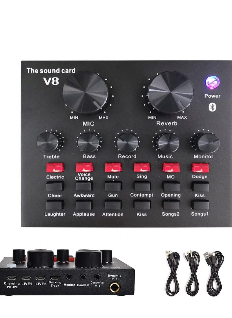 ميجوفاست - ميكروفون مكثف BM 800 مع V8 معدات استوديو تسجيل بطاقة الصوت الحية مجموعة كاملة V8 جهاز مزج الصوت الخارجي مع ميكروفون للغناء والبث المباشر لك الدرنات - Image 1