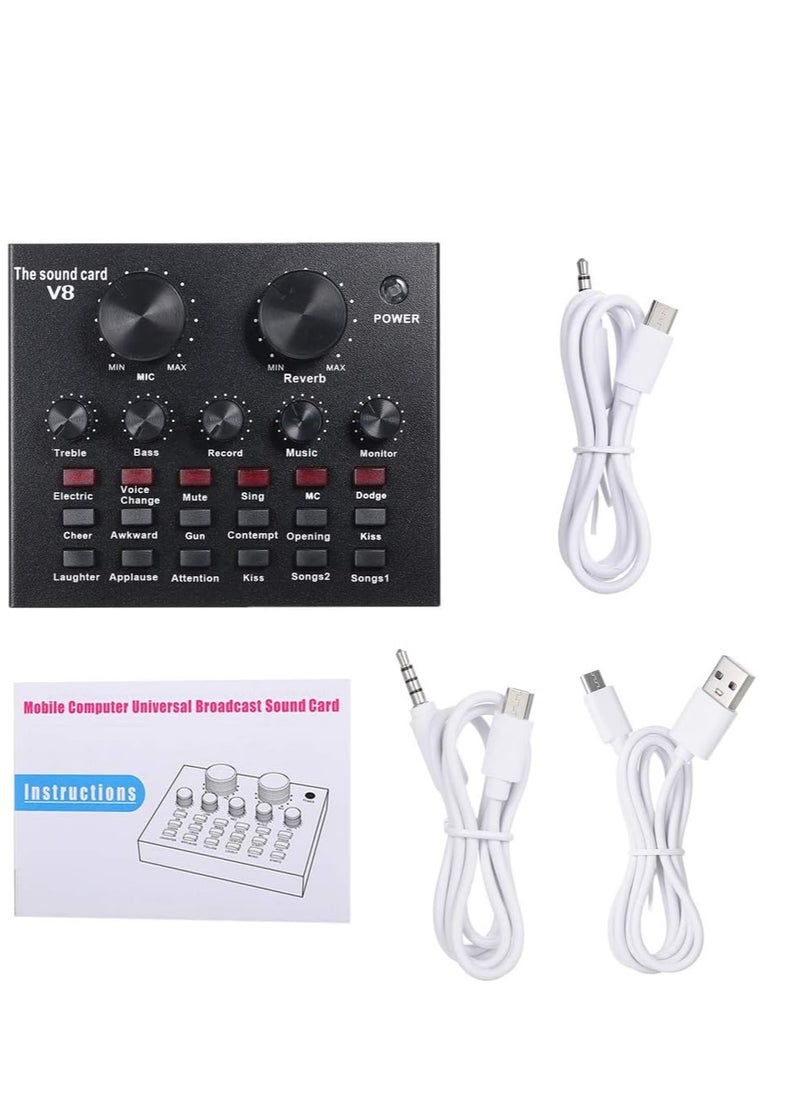 ميجوفاست - ميكروفون مكثف BM 800 مع V8 معدات استوديو تسجيل بطاقة الصوت الحية مجموعة كاملة V8 جهاز مزج الصوت الخارجي مع ميكروفون للغناء والبث المباشر لك الدرنات - Image 1