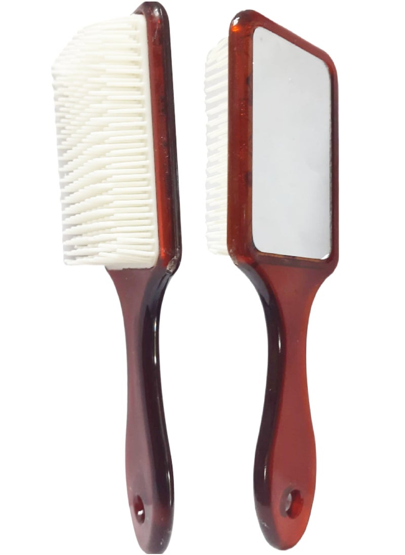 Bonita - Baby Hair Brush With Back Mirror Square Shape - Brown Color - Image 1