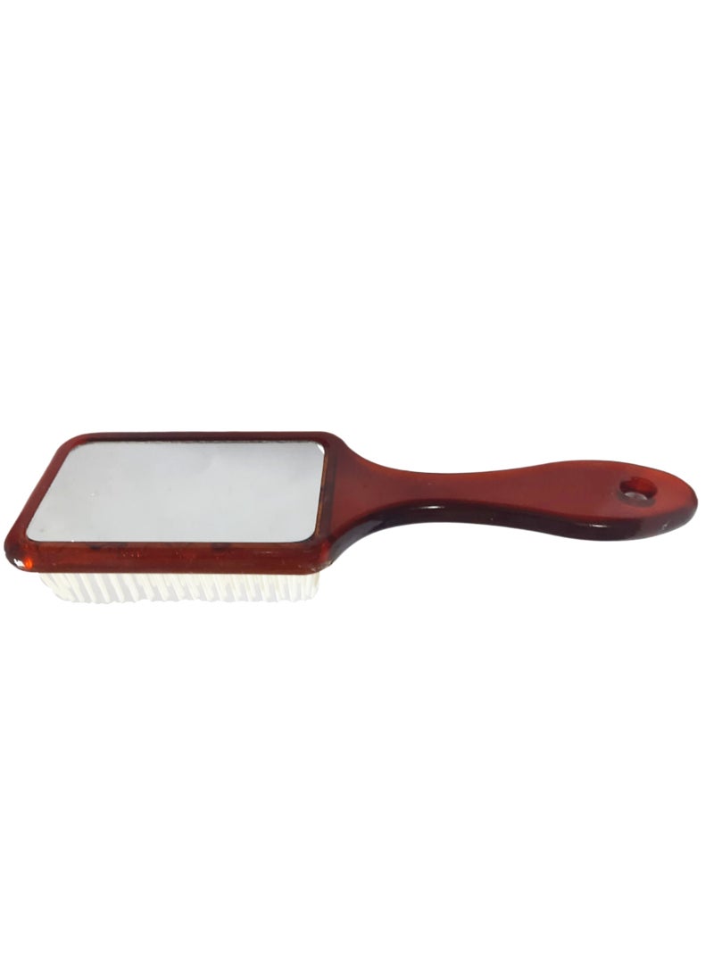 Bonita - Baby Hair Brush With Back Mirror Square Shape - Brown Color - Image 1