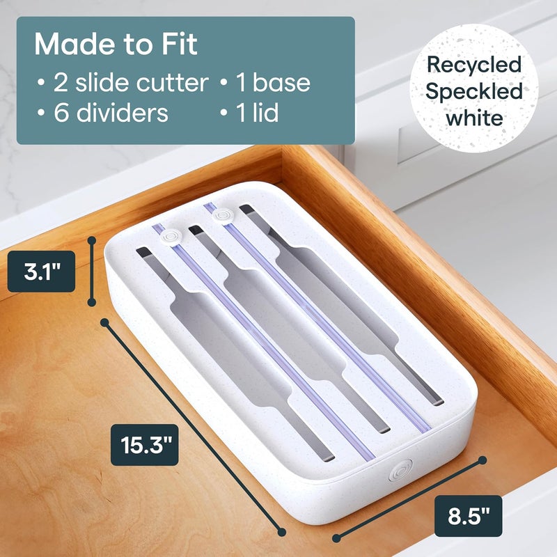 YouCopia StoraRoll Wrap Dispenser 3-in-1, Drawer Organizer for Foil, Plastic Wrap, Parchment and Wax Paper with Safety Cutters and Labels for Kitchen Organization - Image 5