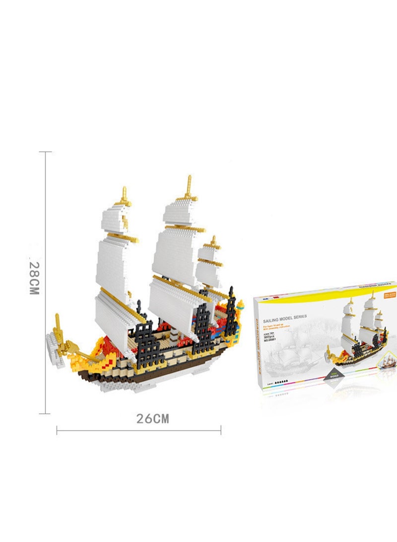 Sailboat, Micro Mini Building Blocks Set, Ship Model, 3d Jigsaw Puzzle Set Diy Educational Toy Gift, Suitable For Adults And Kids - Image 2