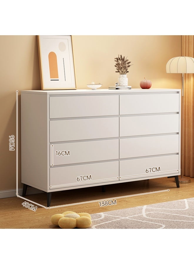 CityRiya-Long Chest of Drawers, 8 Drawers Dresser for Bedroom, 138cm TV Stand, Wood Storage Cabinet, Bedside Table, Chests Storage Organizer Tower Furniture, Dressers for Bedroom, Clothes, Closet, Living Room, Hallway, Entryway, White - Image 4